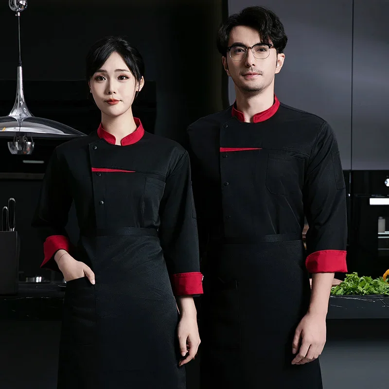 Costume de Chef veste de cuisine Costume d'hôtel Restaurant restauration vêtements de cuisinier uniforme Chef homme femmes boulangerie vêtements de travail à manches longues