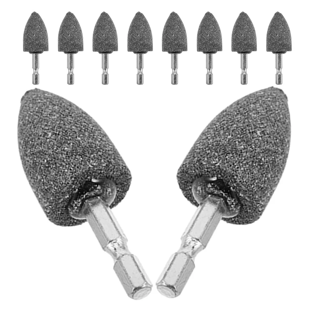 10Pcs 25Mm Brown Fused Alumina Conical Grinding Stone Hexagonal Shank for Drill Rotary Tools Metal Wood Stone Finishing