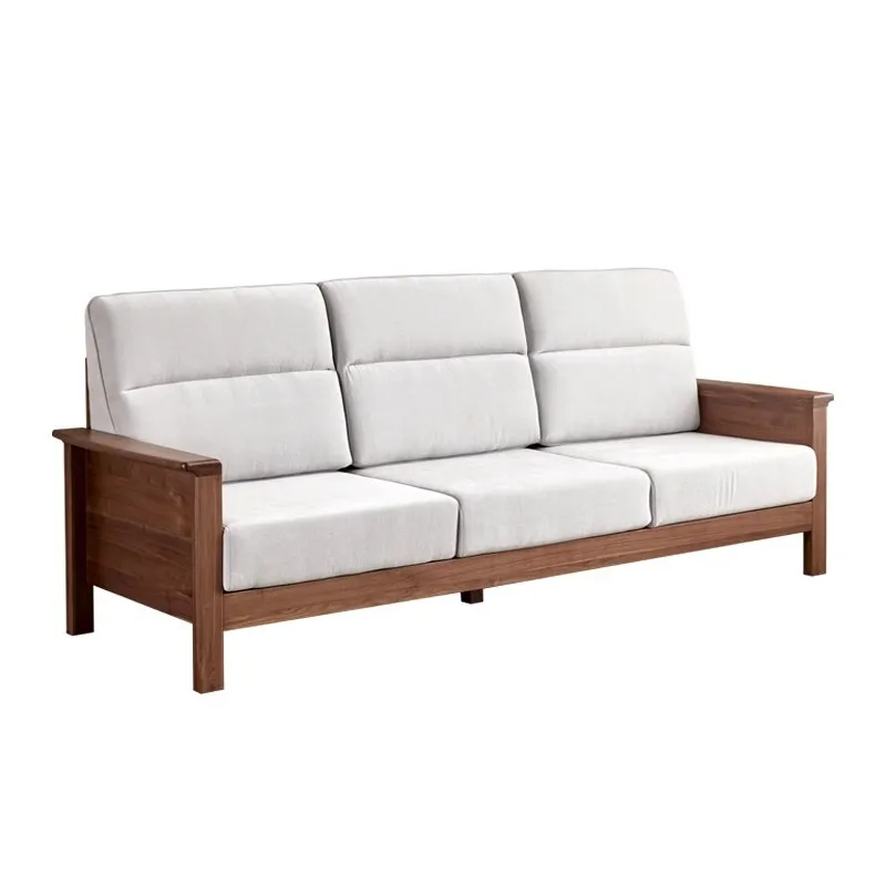 

All solid wood sofa Modern simple living room fabric sofa New Chinese North American black walnut
