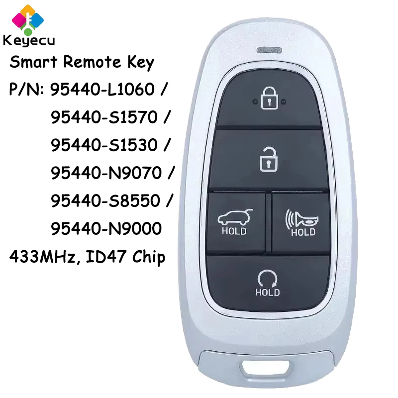 KEYECU Smart Remote Car Key With 5 Buttons for Hyundai Tucson Sonata Santa Fe Palisade Fob 95440-L1060 S1570 S1530 N9070 S8550