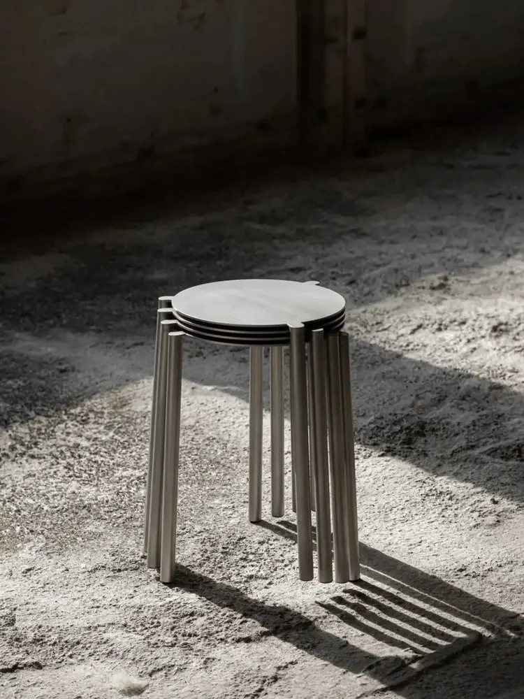 & Outdoor Light Luxury Stainless Steel Stackable Stool for Home Commercial Use for Courtyards Balconies Restaurants Dining Areas