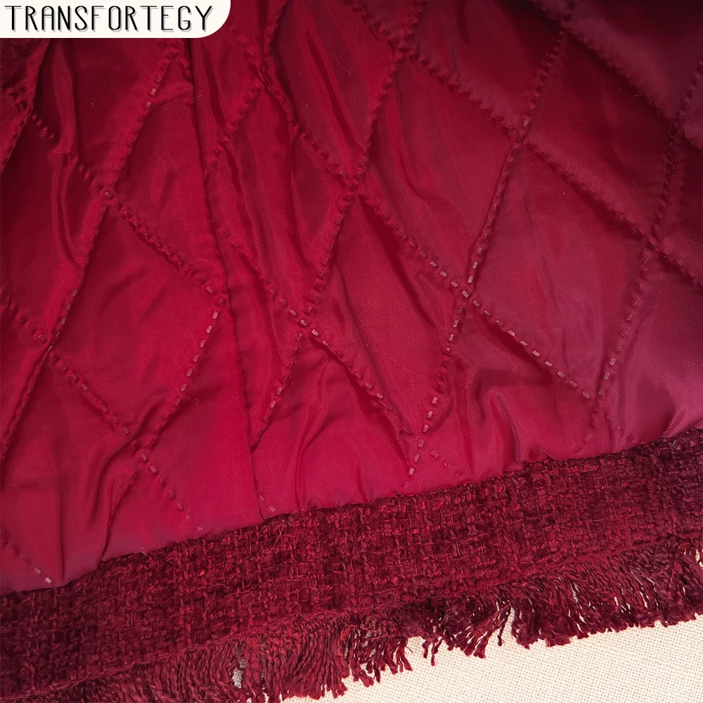 Abrigo informal de invierno de talla grande para mujer, top rojo cálido y grueso para ir al trabajo, abrigo corto de algodón con clip para ropa de mujer de talla grande 2024