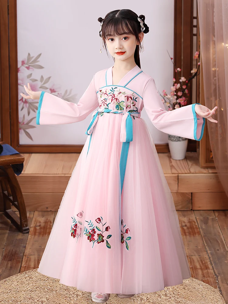 Hanfu girl's spring and autumn dress, children's ancient clothing, summer clothing, girl's ancient style, super immortal Tang cl