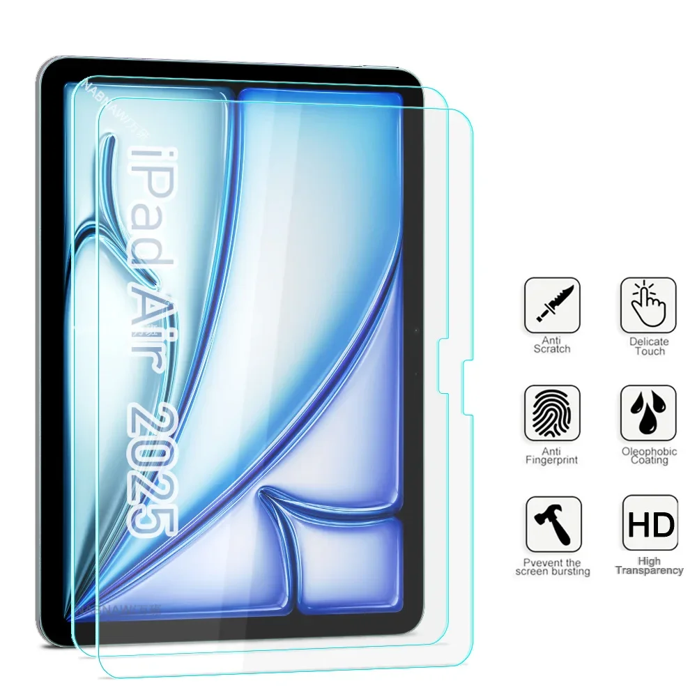2 Pieces Full Cover HD Screen Protector 9H Tempered Glass for IPad Air 11 13 2025 M3 New A16 11th 11 Film Hardness Scratch-Proof