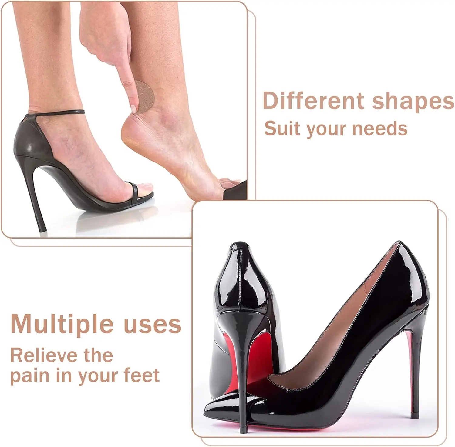 YITAPE 8 Sheets Oval Moleskin Foot Pads, Adhesive Anti-Blister Patches for Heels Toes Hiking Shoes Relief Friction Pain