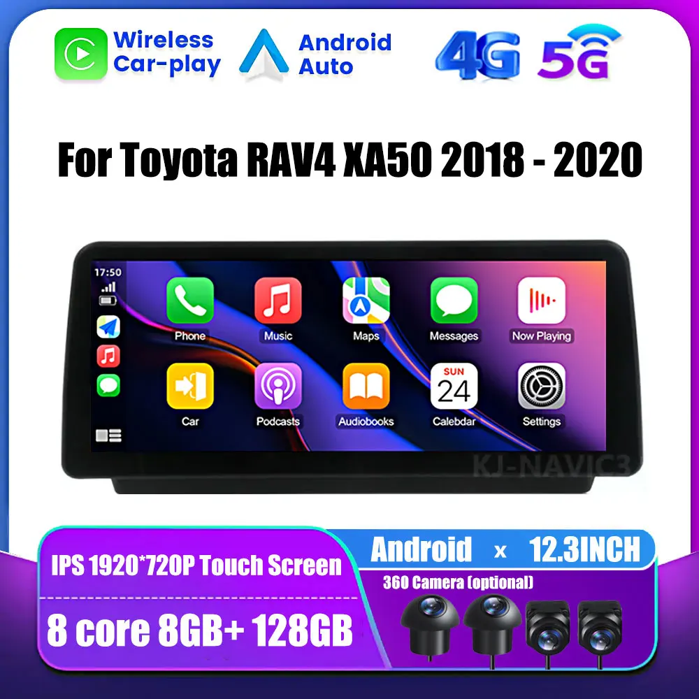 For Toyota RAV4 XA50 2018-2020 Android OS Touch Screen Auto Radio Carplay 4G WIFI Car Multimedia GPS Navigation Audio Video