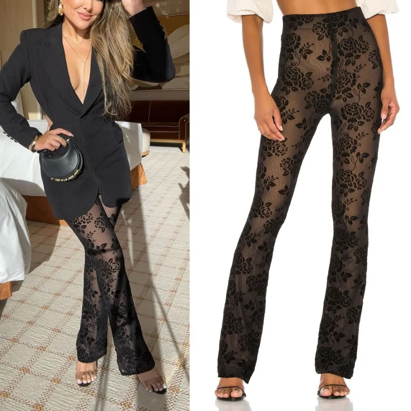 Streetwear Pants Women Europe and America Autumn and Winter New Pattern Tight Fitting High Waist Leisure Time Party Fashion