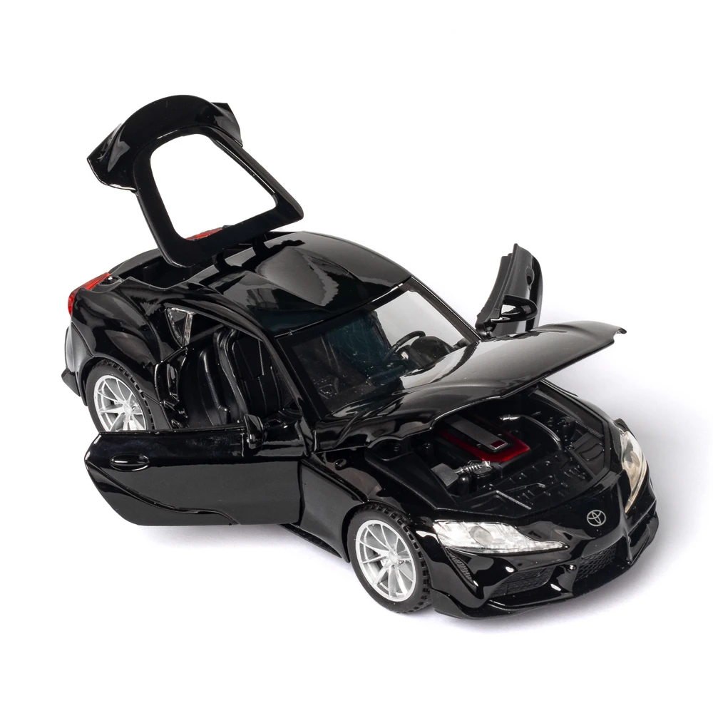 1/32 Toyota GR SUPRA odlewany aluminiowy model samochodu miniaturowa metalowa zabawka z dźwiękiem światło wycofać dla kolekcji dziecięcej