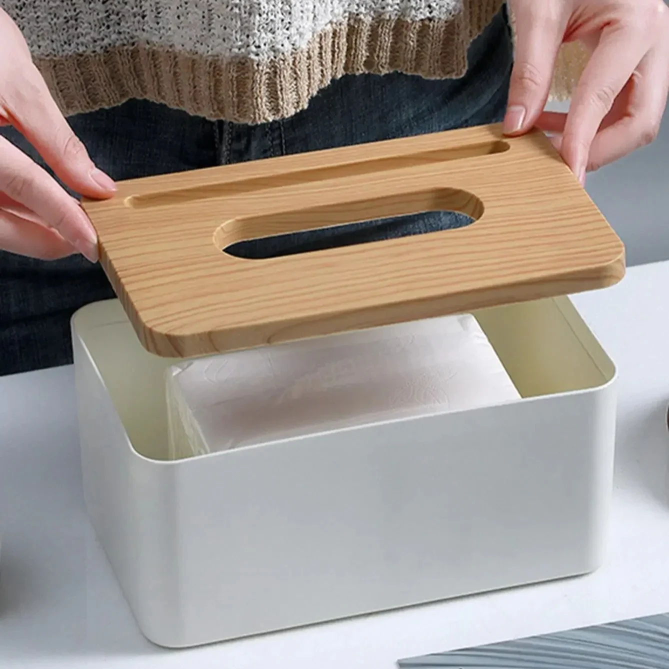 Creative Spring Holder Tissue Box Kitchen Organizer Automatic Lift Loaded Bracket Car
