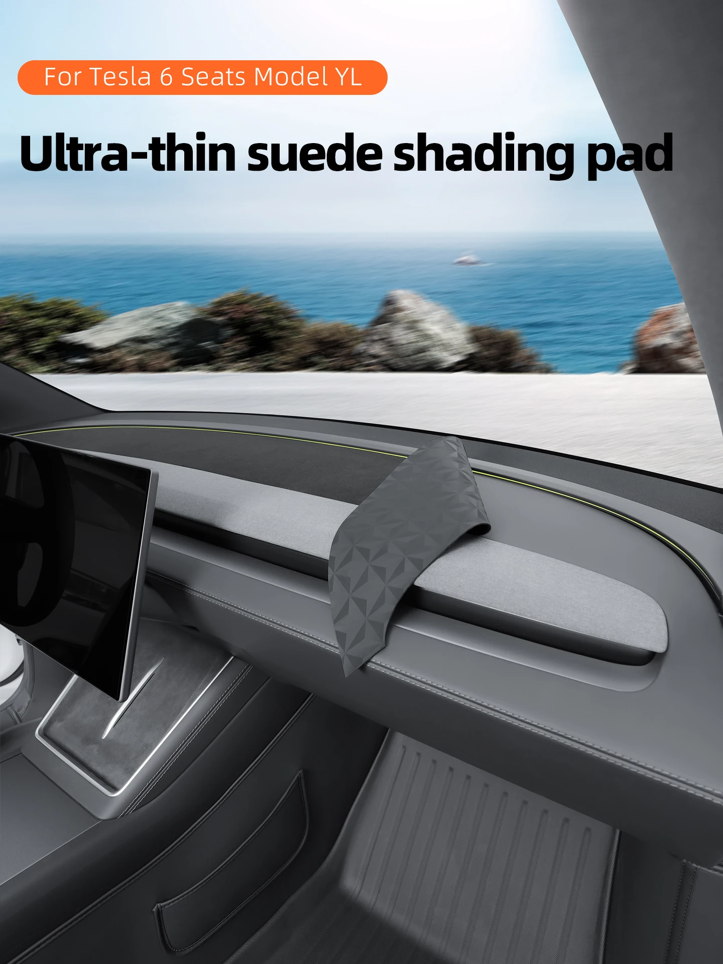 Für Tesla Model YL 6-Sitzer 2026 Armaturenbrett-Abdeckung Wildleder Sonnenschutz Anti-UV Armaturenbrettmatte Rutschfeste Pads Auto-Zubehör – Detail 1