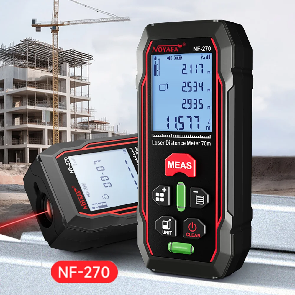 NOYAFA NF270 Laser Rangefinder 70m/229ft Digital Laser Distance Meter M/ft/in/ft+in Range Finder with LCD Dual Level Bubbles