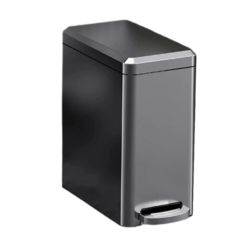 

Stainless Steel Trash Can Quiet Closing Lid Rustproof Large Capacity For Kitchen Bathroom Office Home Use NonSlip Base