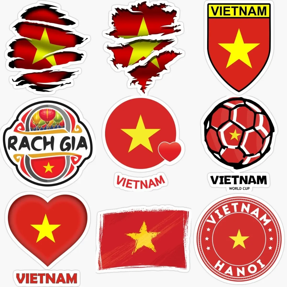 

Vietnam Flag Badge Creative Tearing Sticker for Decorate Truck Car Window Laptop Door Bumper Wall Room Fridge Decal Accessories