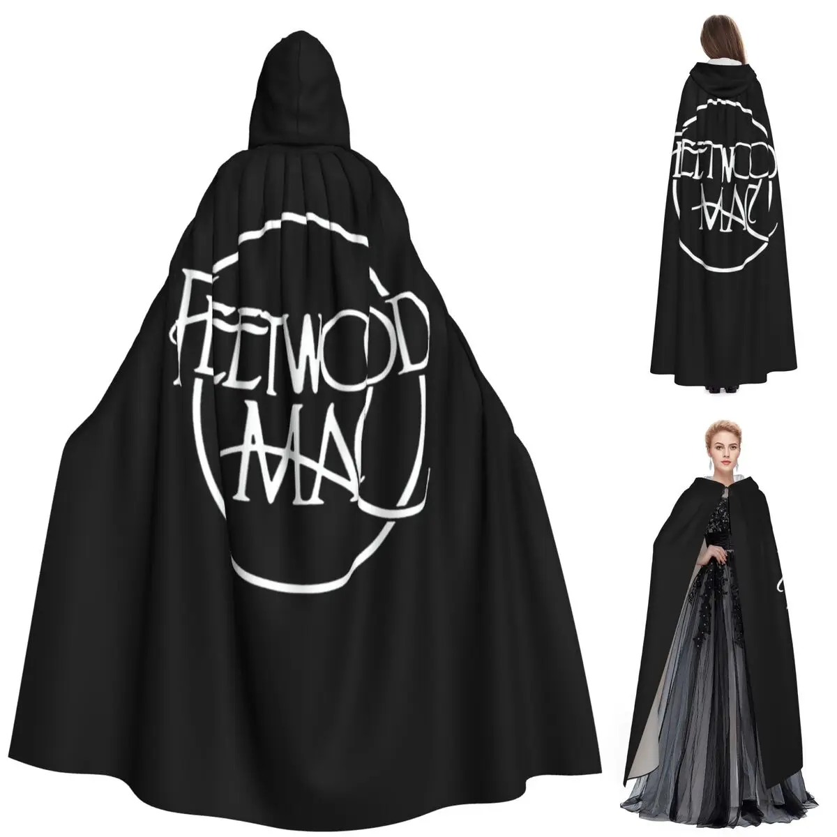 الكلاسيكية شعار فليتوود ماك طويل مقنعين عباءة الساحرة القرون الوسطى زي تأثيري كيب هالوين معطف الكبار للجنسين #1