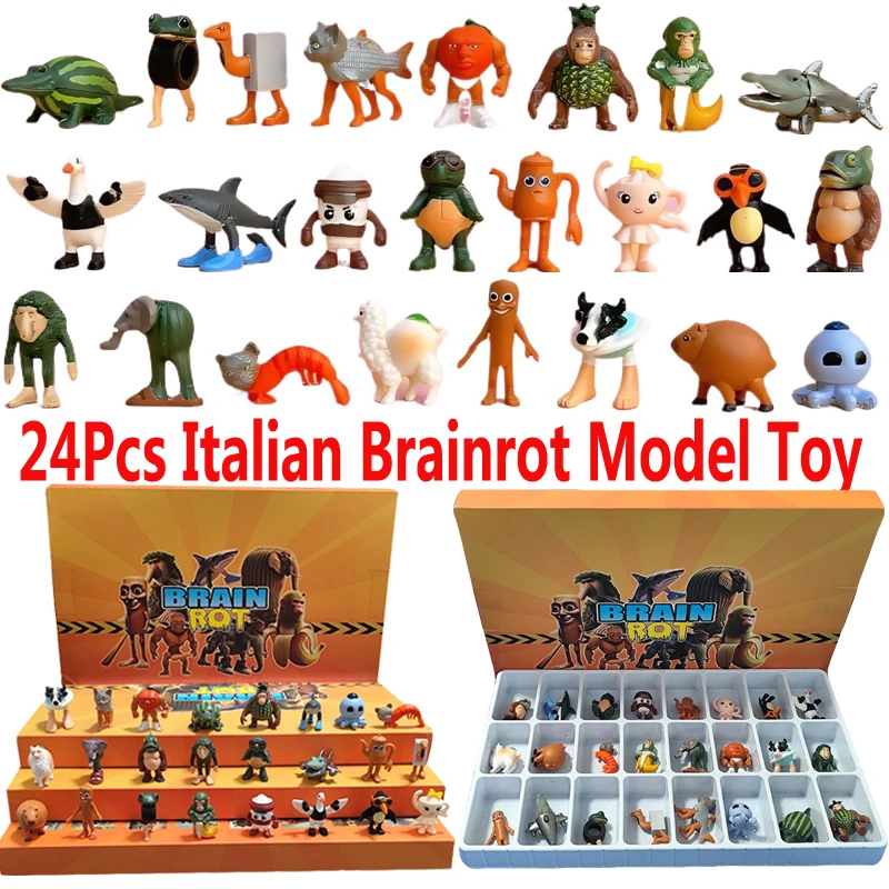 

2025 New Italian Brainrot Anime Action Figure Set Tung Tung Sahur Tralalero Tralala Bombardino Crocodilo Figures Model Toy Gifts