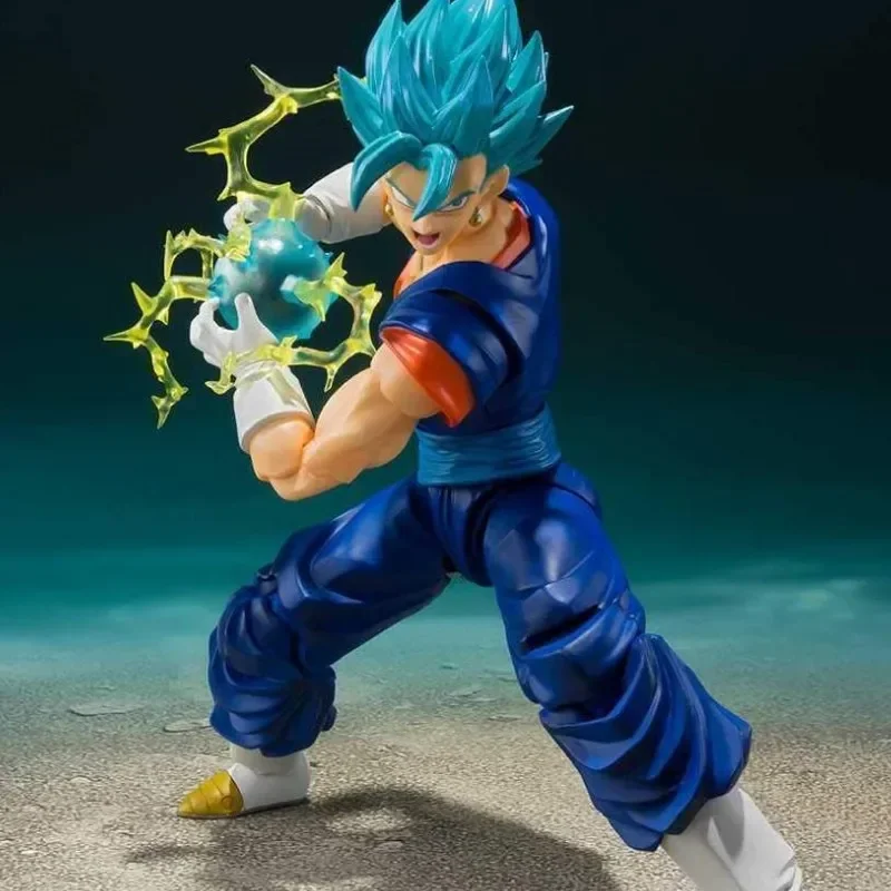 Bandai Shf Original Dragon Ball Z Vegetto Action Figures Blue Hair Super Saiyan God Anime Figurine Collection Model Toys Gift