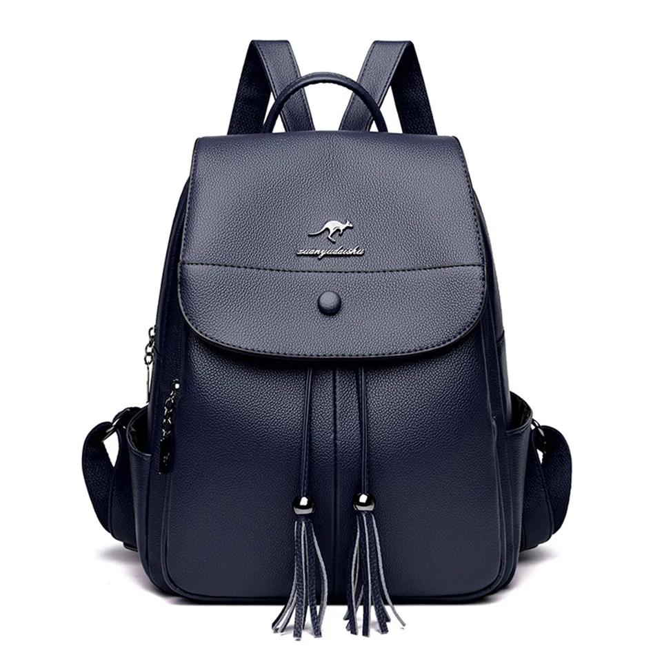 

Women Fashion PU Leather Backpack Lady Retro Large Capacity School Backpack Feminina High Quality Aesthetic Backpacks Coach Bags