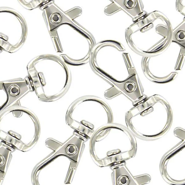 30pcs Swivel Carabiners Keychain Silver Color