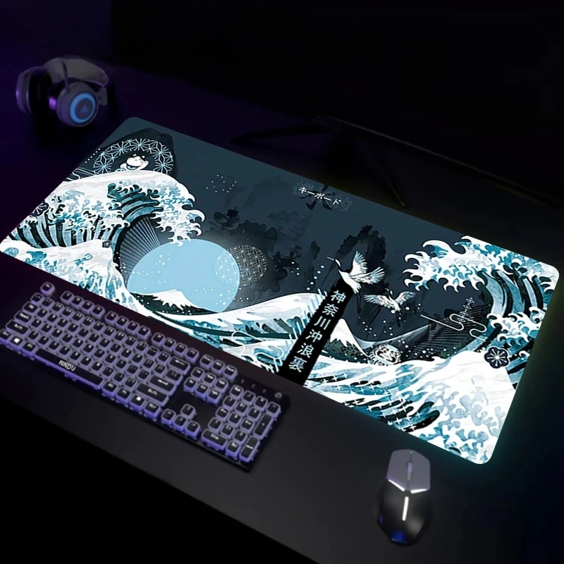 Mousepads Japanese Kanagawa Big Wave Deskmat Rubber Mouse Pad Office Desk Pads Anime Cute Mats Non-slip Gamer Computer Carpets