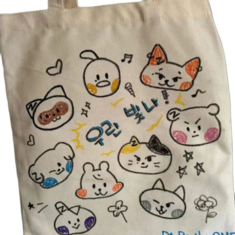 Kpop idol bolsa zerobaseone riize bolsa de ombro único dos desenhos animados saco lona alta qualidade soobin yeonjun fãs material escolar presente