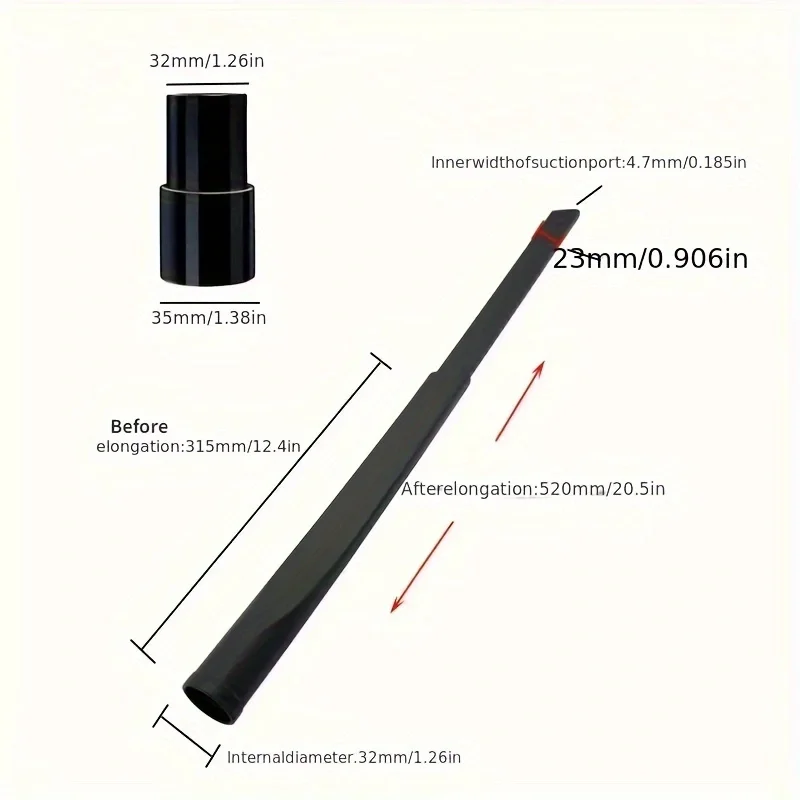 Универсальные вакуумные насадки: плоское сопло, адаптер 32/35 мм, выдвижной щелевой инструмент, тонкая щетка для плотных помещений — неэлектрический