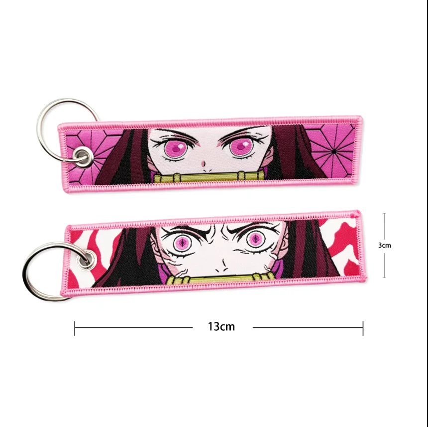 New Japanese anime key Tag embroidered key label car pendant keyring decorative bag wallet accessories For Boys Friends Gifts