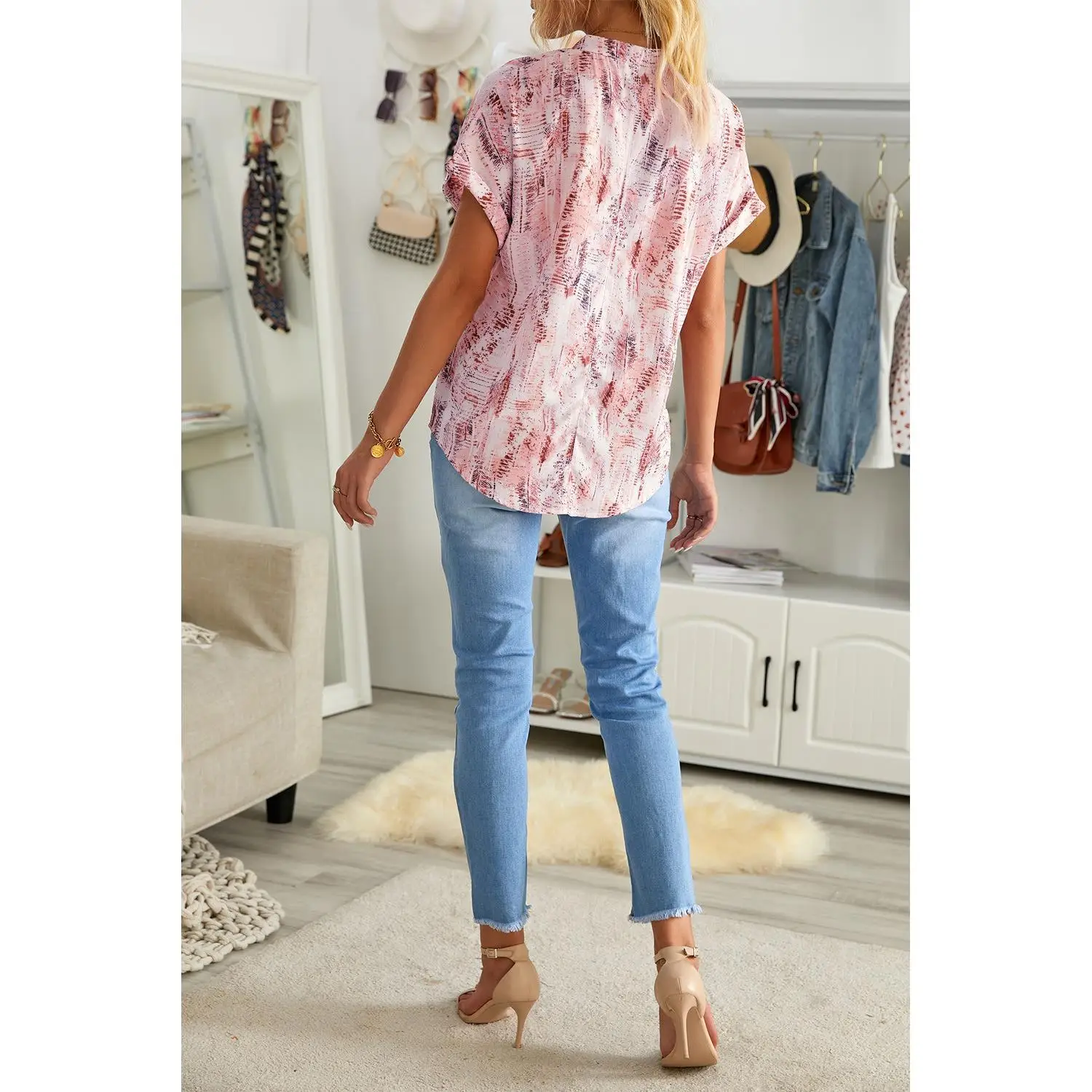 Dames bedrukte top irt polyestervezel ort Sve regular fit zomer faion casual bedrukt ontwerp polyester stof