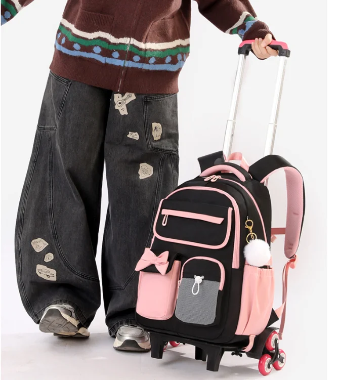 School Rolling Wheeled Bookbag School Rolling Backpack for Girls 3PCS Kids Wheeled Backpack Set School Trolley Bags For Girls
