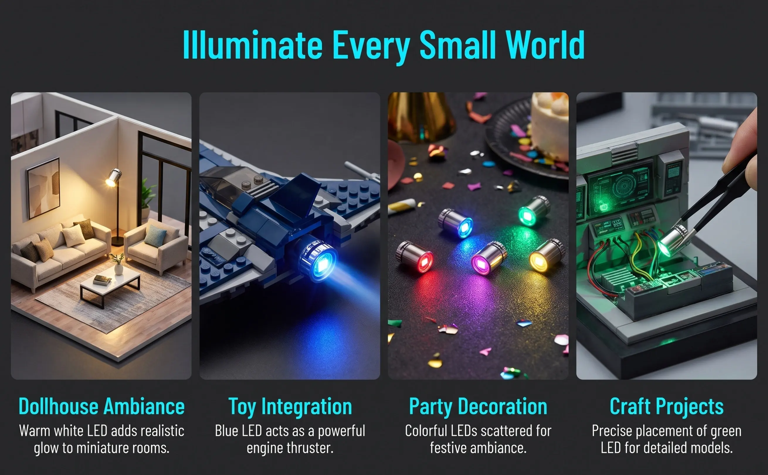 24Pcs Mini LED Lights Battery Powered Tiny Lights for Crafts DIY Miniature Display Bright Small Pen Light