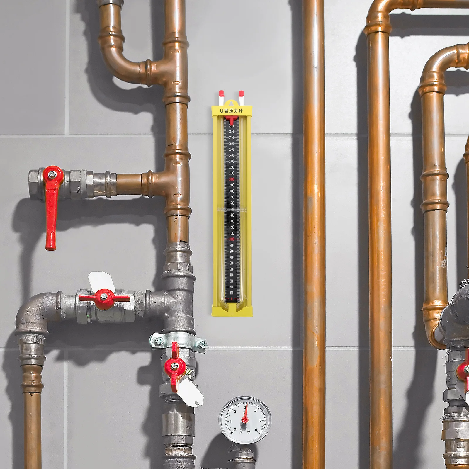 

U Shaped Pressure Gauge Natural Gas Pipeline Tester Water Column Differential Measurement High Precision Alloy Material