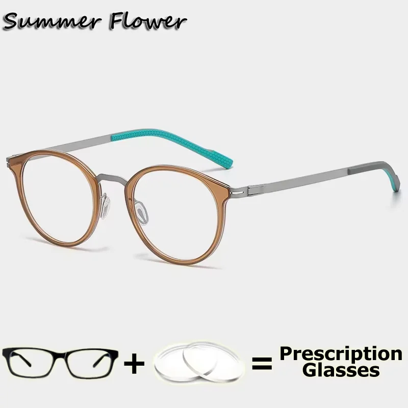 Prescription Glasses Round Women Ultra Light Thin Optical Frame Free Form Digital Progressive Multifocal Wide Field Glasses Men