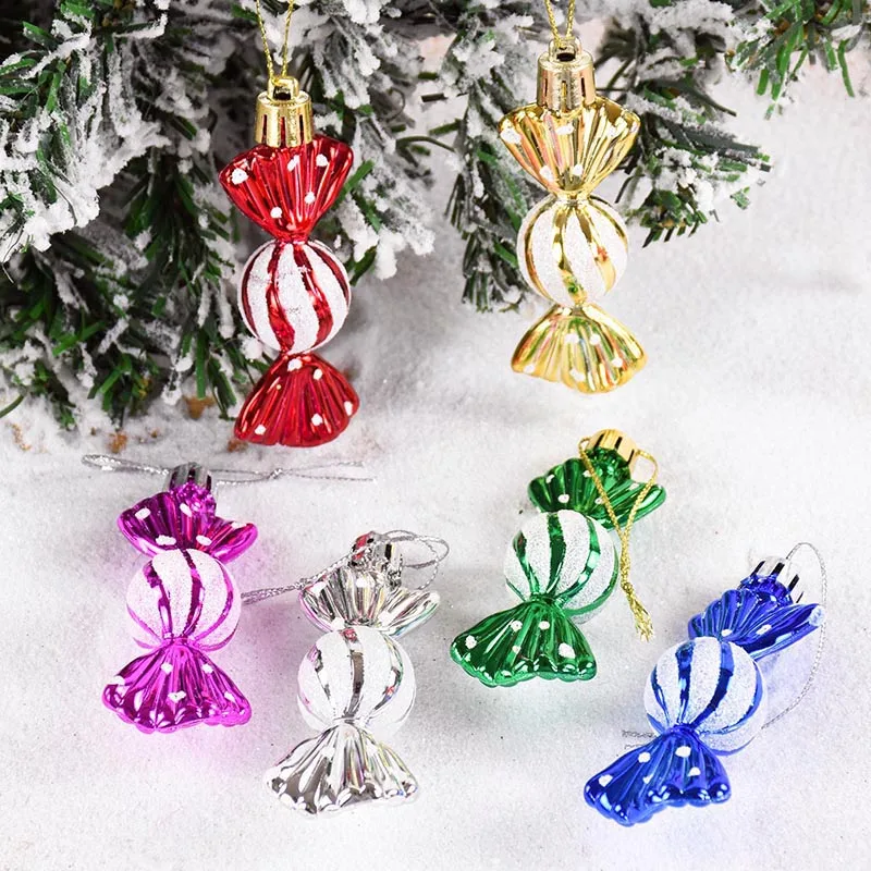 6pcs Christmas Candy Cane Pendants Red Candy Crutch Xmas Tree Hanging Decoration For Home New Year Gifts Navidad Noel Ornaments