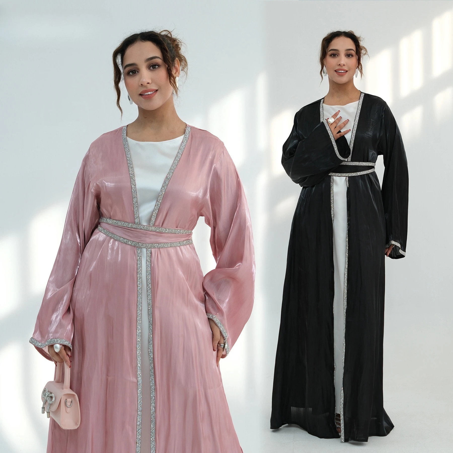 Eid Women Diamond Abaya Cardigan Open Dress Muslim Jalabiya Ramadan Largos Party Caftan Arab Long Robe Morocco Dubai Kaftan 2026