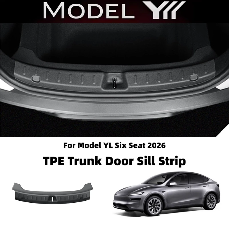 Faixa Protetora de Soleira do Porta-Malas para Tesla Model YL 6 Lugares 2026, Faixa de Soleira de Porta-Malas em TPE, Tapetes Protetores Anti-Risco para Carga Traseira