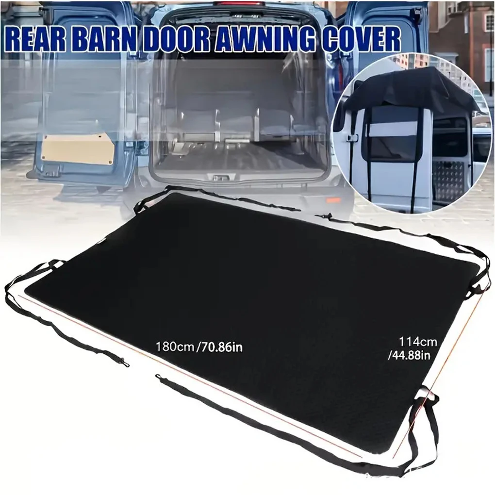 

RV Rear Barn Door Awning Cover Waterproof Camping Tailgate Car Trailer RV Accessories Sunshade Black
