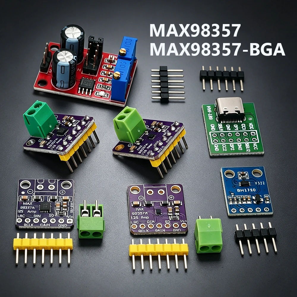 5 Pcs MAX98357 I2S Filterless Class D Audio Amplifier Module NE555 Adjustable Pulse Generator Sensor for ESP32 Raspberry Pi