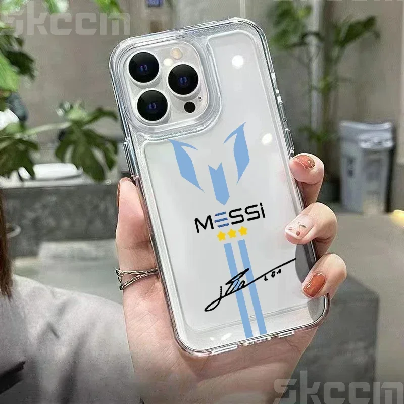 MESSi-funda de teléfono transparente de fútbol para iPhone 15, 16, 14, 13, 12, 11 Pro Max Mini X XS XR 7, 8, 15 Plus, funda suave a prueba de golpes