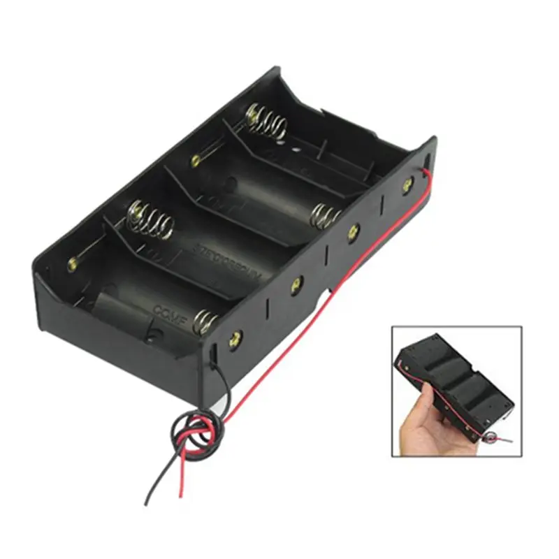 【VALUE MONEY】5X Black 4 X 1.5V D Battery Holder Storage Case Box W Wire Leads