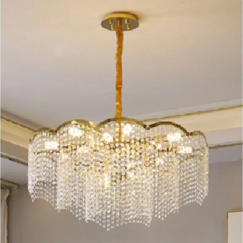 

Modern crystal chandelier, golden circular crystal LED light, living room, dining room, bedroom, home luxury decorative lighting