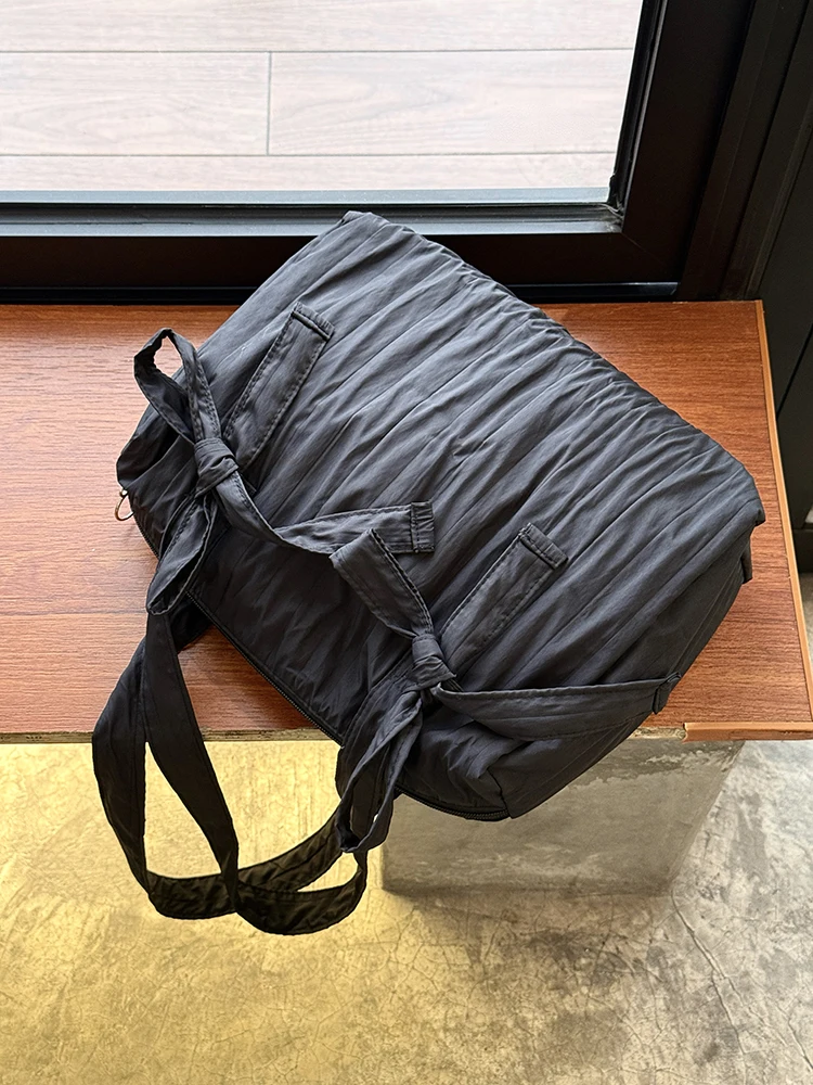 

Korean Cute Bow Canvas Bag 2025 New Niche Large Capacity Tote College Style Shoulder Bags