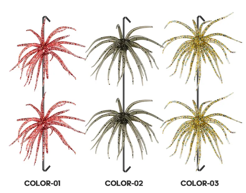 1-2PCS 5cm1,9gLure Schwimmende Seeigel Weichen Köder Bionic Weiche WurmTPELure Köder für Meer Angeln, schwarz Pit Wild Angeln, Wasser Bla – Detail 4