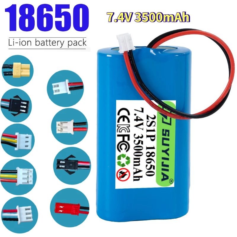 7.4V 3500mAh Rechargeable Li-Ion Battery Pack 18650 2S1P Suitable for Projectors Speakers Wireless Monitoring Lighting Toy