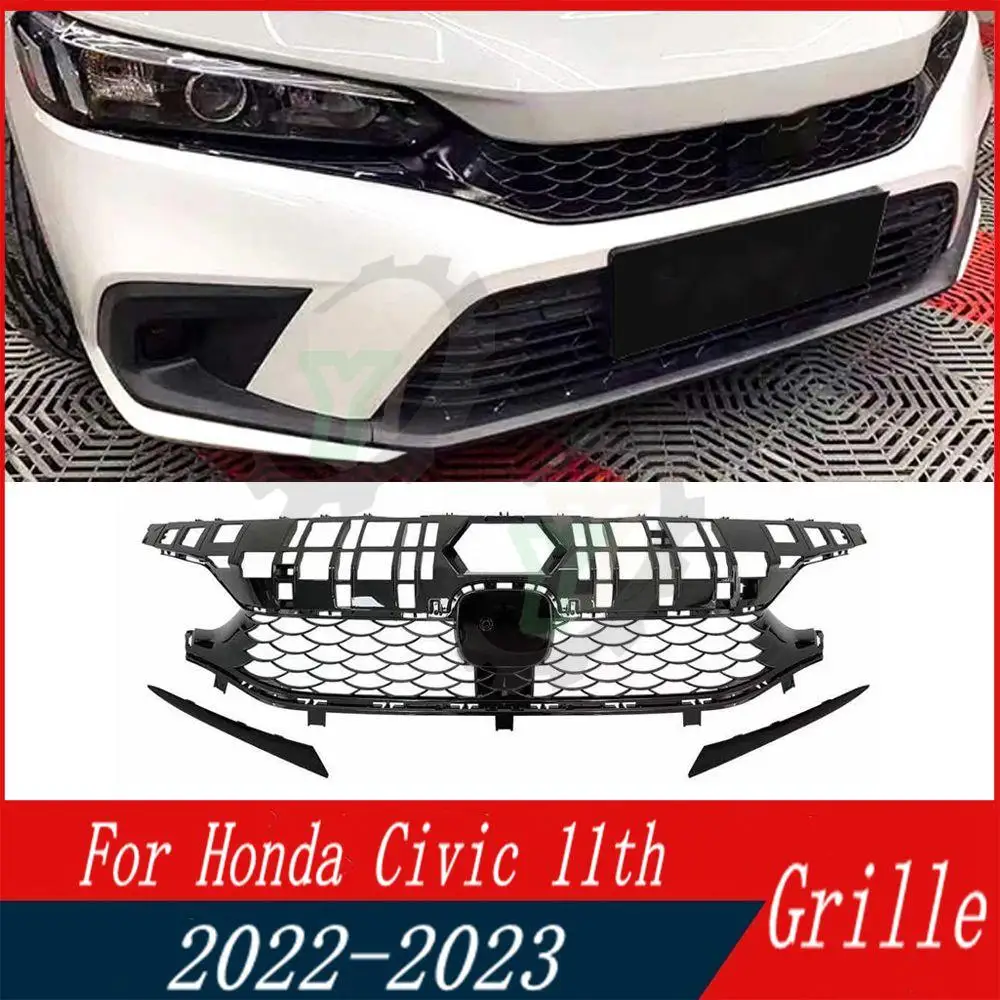 

For Type R Style Front Bumper Grille Centre Styling Upper Grill For Honda Civic 11th gen 2022 2023 Car Accessory