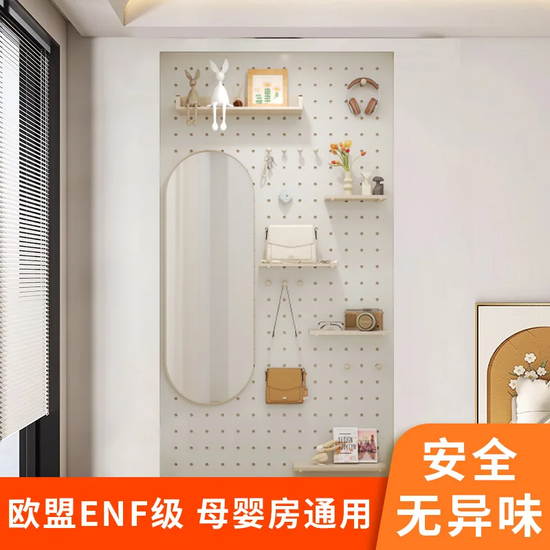 

Solid wood hole board rack accessories No punching hanging board Entry entrance desk modeling wall decoration integrated