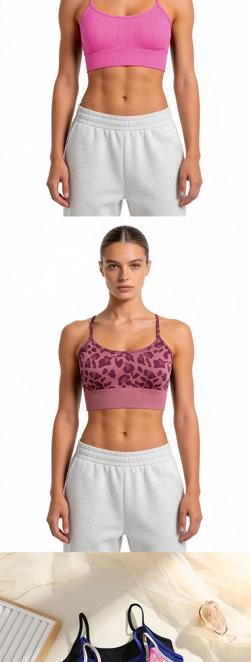 Dünner Träger, geripptes Crop-Top, nahtlos gepolstertes Bralette, weich, hochelastisch, ärmellos, Sport-BH, lässiges Alltags-Yoga-Fitness-Tanktop – Detail 4