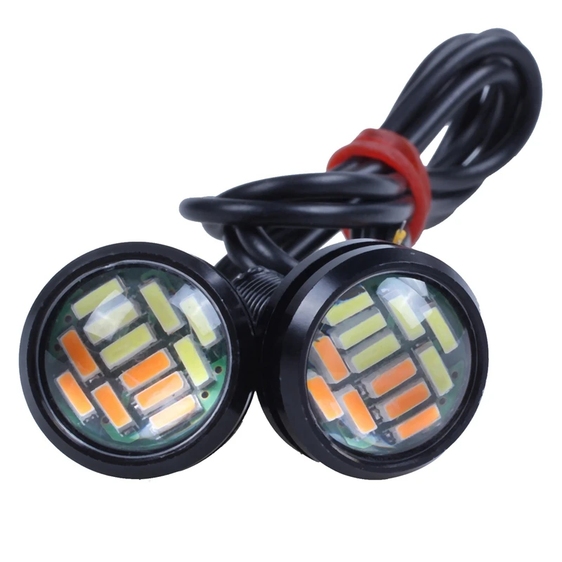 10 Pcs 12V 23Mm Dual Color Switchback 4014 12 LED Drl Eagle Eye Daytime Light