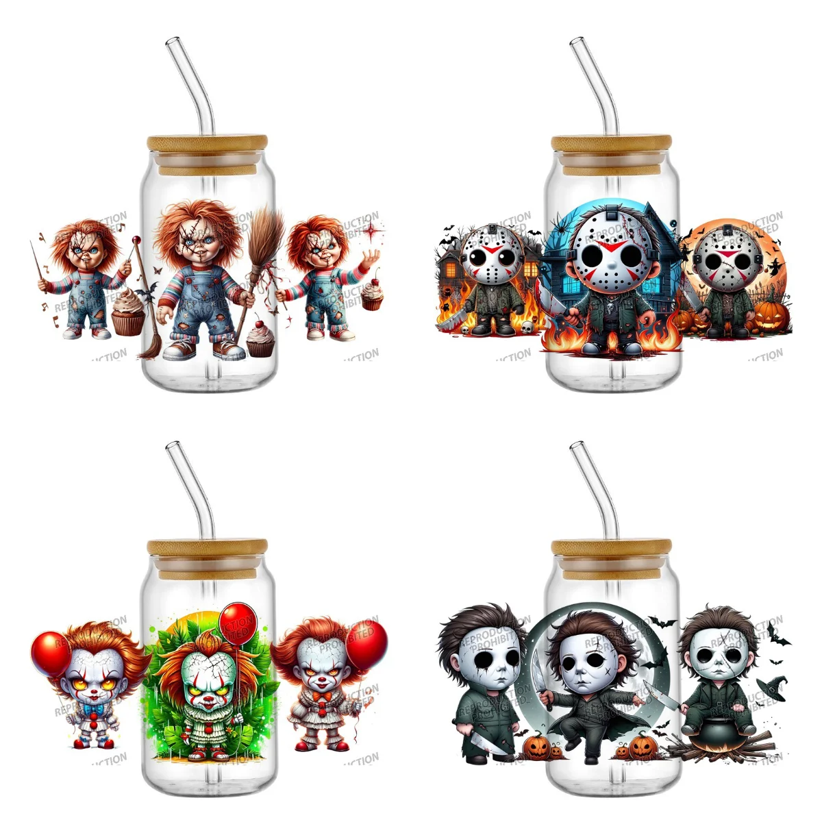 สติ๊กเกอร์ลายใหม่ The Killer Series แบบ 3 มิติ สำหรับติดแก้ว 16 ออนซ์ กันน้ำ แบบ UV DTF สติ๊กเกอร์ติดแก้วน้ำ แก้วมัค DIY