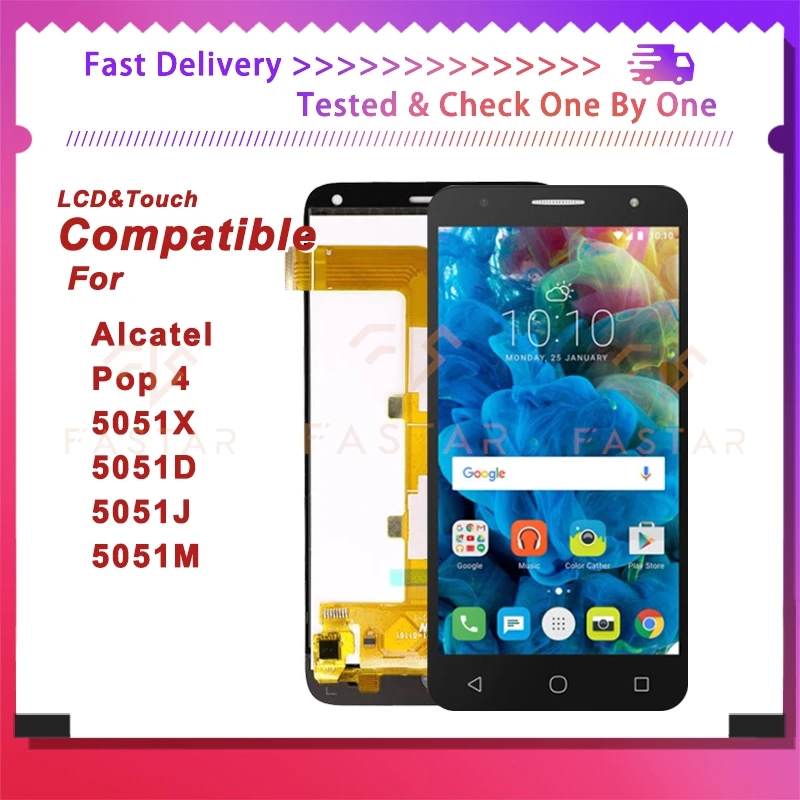 

5051D 5.0"Tested For alcatel Pop 4 LCD 5051X 5051D lcd Display Touch Digitizer Assembly Replacement Phone Screen OT5051 lcd