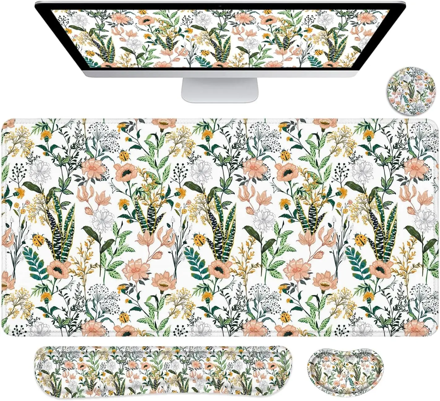 Desk Mat, Mouse Pad with Wrist Rest, 4-in-1 Large Mouse Pads for Desk, Ergonomic Mouse Pad and Keyboard Wrist Rest Gami