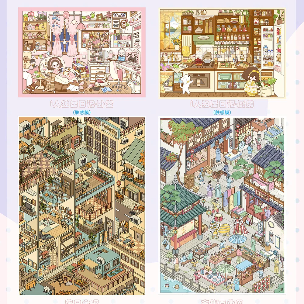 Kawaii Diary of Living Alone 3D Warm little home Landscape Sticker  DIY Pocket Cabin Scene festival gift ﻿